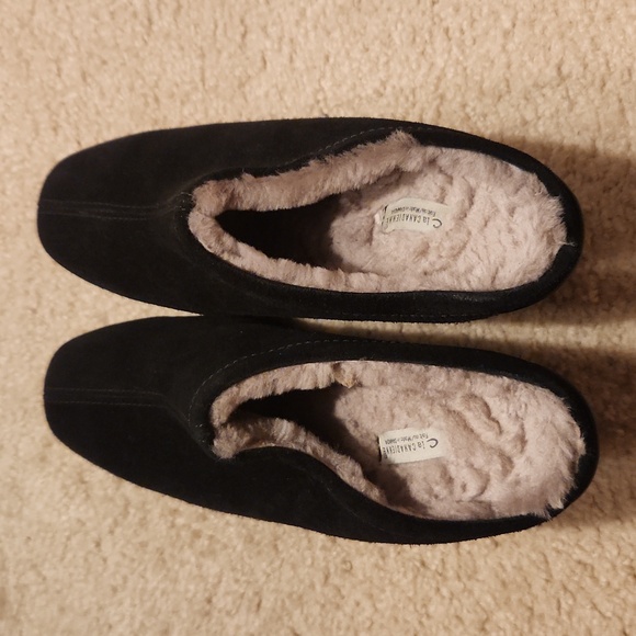 La Canadienne Black Shearling Suede Shoes Sz. 7.5 to 8 - Picture 2 of 7